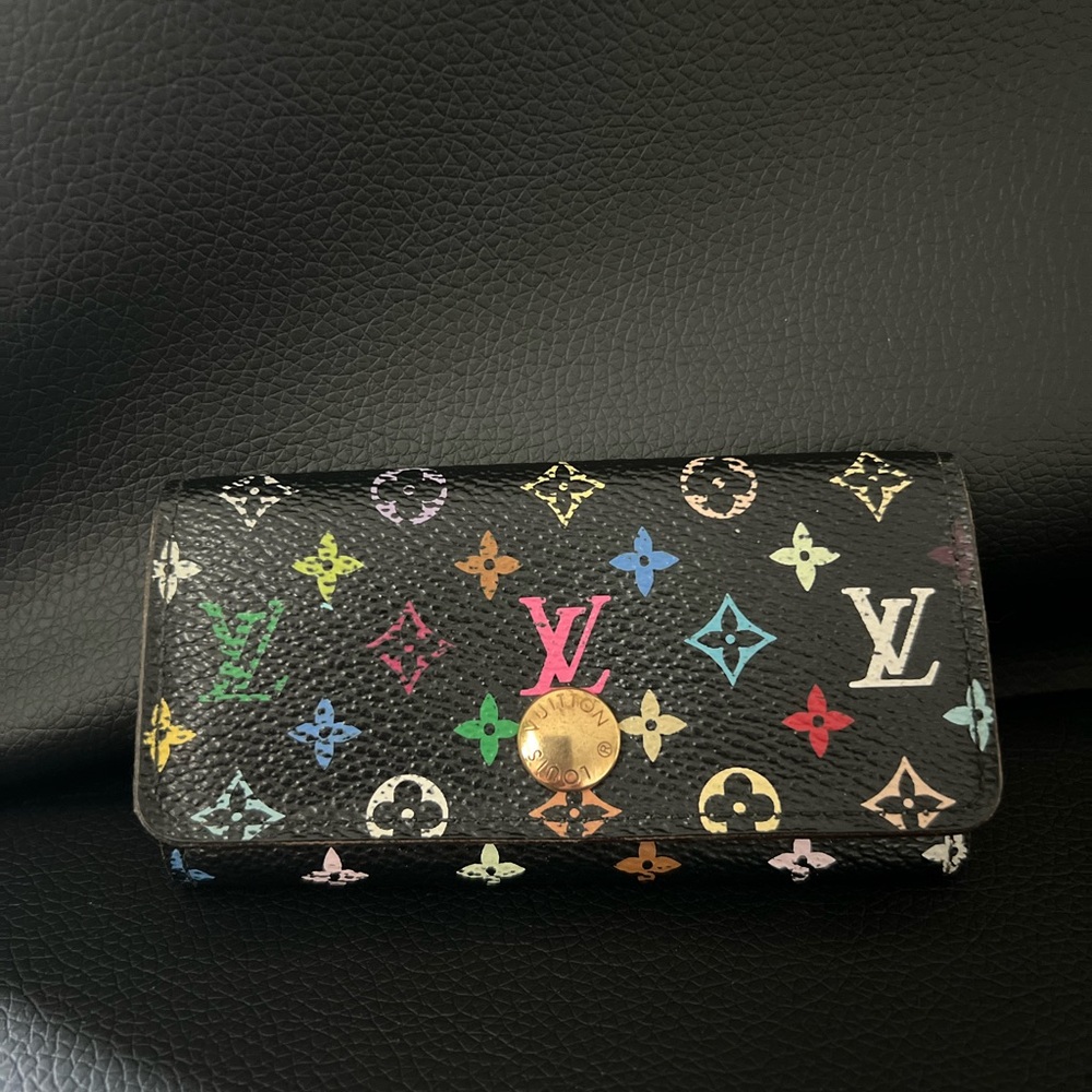 Louis Vuitton Murakami Black Monogram Key Holder Wallet